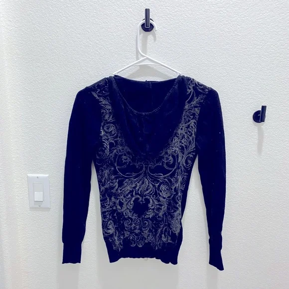 Guess Jeans Black Zip Up Logo Hoodie - Size XS - Picture 2 of 3